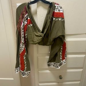 Free People XS fairytale, cropped, embroidered bell sleeve